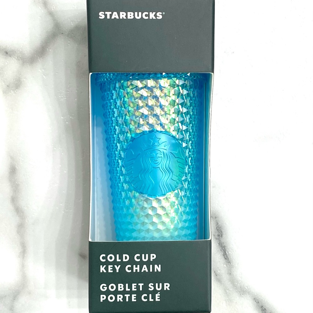 Starbucks studded blue iridescent cold cup key chain/keychain NWT! HARD TO FIND!